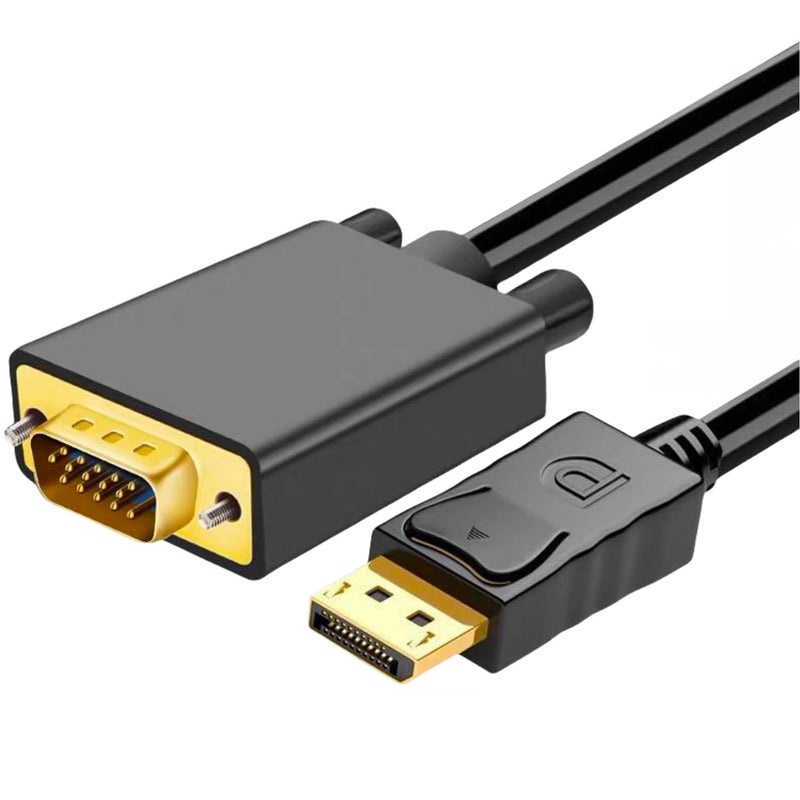 AKWOR كابل DisplayPort إلى VGA بطول 6 أقدام، محول Display Port DP إلى VGA، كابل فيديو 1080P@60Hz من اللابتوب/الكمبيوتر (DP) إلى الشاشة/البروجيكتور (VGA)، (غير ثنائي الاتجاه، غير متوافق مع HDMI أو USB) - Image 1